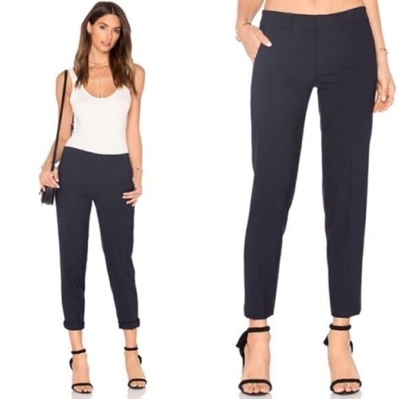 Vince Side Strapping Wool Pants in Coastal Blue Size 10 - Picture 1 of 9